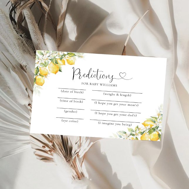 Förutsägningskort för Lemon Greenery Citrus Baby S Inbjudningar (Skapare uppladdad)