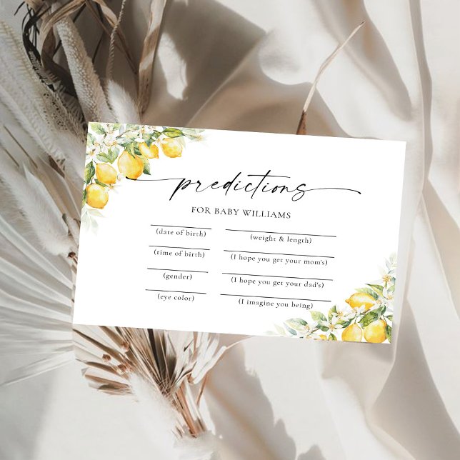 Förutsägningskort för Lemon Greenery Citrus Baby S Inbjudningar (Skapare uppladdad)