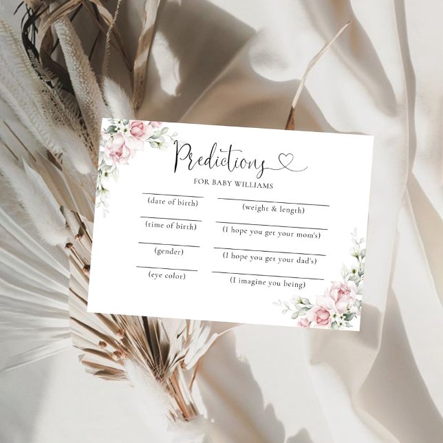 Förutsägningskort för  Rosa ros-babyskor Inbjudningar (Skapare uppladdad)