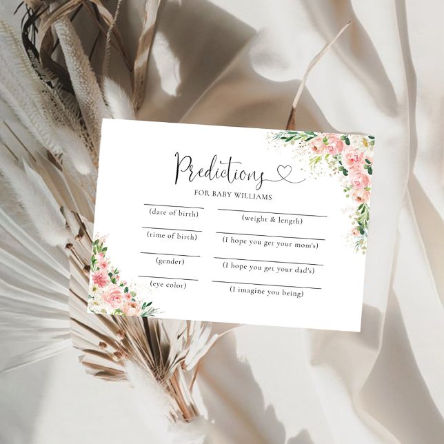 Förutsägningskort för  Rosa ros Guld-babyskor Inbjudningar (Skapare uppladdad)