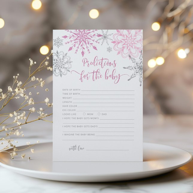 Förutsättningar för baby-kort vid rosa silver snöf (Skapare uppladdad)