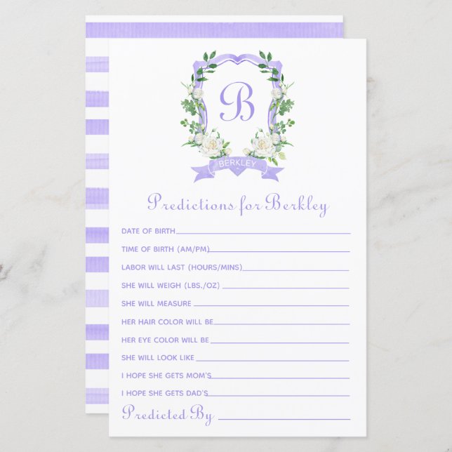 Förutsättningar för lila Blommigt Vapensköld Baby (Fram/baksida)