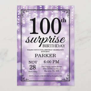 Förvåna 100. glitter för födelsedaginbjudanlilor inbjudningar