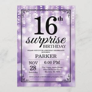 Förvåna 16th glitter för födelsedaginbjudanlilor inbjudningar