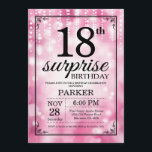 Förvåna 18th glitter för födelsedaginbjudanrosor inbjudningar<br><div class="desc">Förvåna den 18th födelsedaginbjudan med rosor stränger ljus med rosaglitterbakgrund. Rosa födelsedag. Vuxen födelsedag. Manar- eller kvinnaBday inbjudan. 13th 15th 16th 18th 20th 21st 30th 40th 50th 60th 70th 80th 90:e 100., något åldras. Behaga klickar "skräddarsy den" knäppas och använder vårt designverktyg för att ändra denna mall för mer ytterligare...</div>