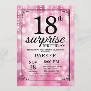 Förvåna 18th glitter för födelsedaginbjudanrosor inbjudningar