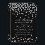 Förvåna 18th konfettiar för inbjudningar<br><div class="desc">Daterar den 18th födelsedagsfest inbjudandesignen för den eleganta överrrakningen med motiv för silverglitterkonfettiar,  anpassningsbarnamn och och extra text. Enkelt att använda och lätt att personifiera.</div>