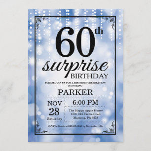 Förvåna 60th glitter för födelsedaginbjudanblått inbjudningar