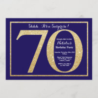 Förvåna 70th marinblåa och guld- glitter för