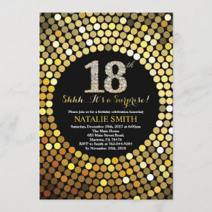 Förvåna den 18th födelsedagsvarten och guld- inbjudningar