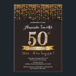 Förvåna den 50th födelsedaginbjudansvarten och inbjudningar<br><div class="desc">Förvåna den 50th födelsedaginbjudan. Svart och guld- glitter. Vuxen födelsedagsfestinbjudan. Kvinna- eller manarBday våldsamt slag. Behaga klickar "skräddarsy den" knäppas och använder vårt designverktyg för att ändra denna mall för mer ytterligare customization.</div>