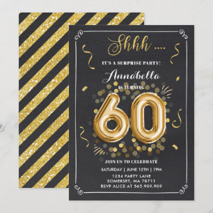 Förvåna den 60th svart tavlan för inbjudningar
