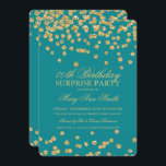 Förvåna för glitterkonfettiar för den 70th inbjudningar<br><div class="desc">Den eleganta födelsedagsfest inbjudandesignen för överrrakningen 70th med guld- glitterkonfettimotiv på kricka,  anpassningsbarnamn och daterar och extra text. Enkelt att använda och lätt att personifiera.</div>
