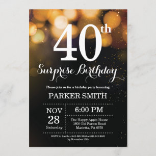 Förvåna guld- glitter för den 40th inbjudningar