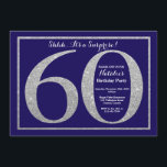 Förvåna marinblått silverglitter för den 60th inbjudningar<br><div class="desc">Förvåna den 60th födelsedaginbjudan. Marinblått och försilvra glitterfödelsedagsfestinbjudan med marinblå bakgrund. Förvåna födelsedagen. Vuxen födelsedag. Party för manar- eller kvinnaBday våldsamt slag. Behaga klickar "skräddarsy den" knäppas och använder vårt designverktyg för att ändra denna mall för mer ytterligare customization.</div>