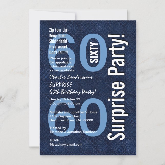 FÖRVÅNA moderna kungliga blått R604 för den 60th Inbjudningar (Framsida)