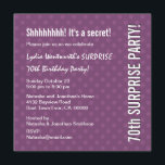 FÖRVÅNA purpurfärgad polka dots Y323 för den 70th Inbjudningar<br><div class="desc">Denna polka pricker design är en roligt och festlig långt för att invitera dina gäster till en födelsedagsfest för ÖVERRRAKNING 70th. All text är totalt anpassadet. Du kan ändra textfärgen för en olik look. Denna design presenteras på chipen återanvänt papper. Jag rekommenderar också det hued metalliska papperet för is, som...</div>