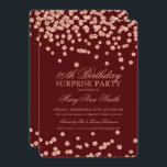 Förvåna rosa guld- glitter Burgundy för den 80th Inbjudningar<br><div class="desc">Den eleganta födelsedagsfest inbjudandesignen för överrrakningen 80th med det rosa guld- glitterkonfettimotiv Burgundy,  anpassningsbarnamn och daterar och extra text. Enkelt att använda och lätt att personifiera.</div>