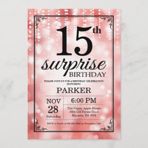 Förvåna rött glitter för den 15th inbjudningar
