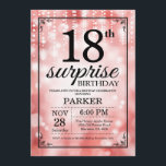 Förvåna rött glitter för den 18th<br><div class="desc">Förvåna den 18th födelsedaginbjudan med rött stränger ljus med röd glitterbakgrund. Röd födelsedag. Vuxen födelsedag. Manar- eller kvinnaBday inbjudan. 13th 15th 16th 18th 20th 21st 30th 40th 50th 60th 70th 80th 90:e 100., något åldras. Behaga klickar "skräddarsy den" knäppas och använder vårt designverktyg för att ändra denna mall för mer...</div>
