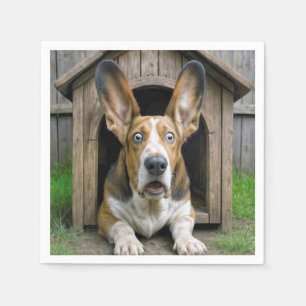 Förvånad Basset Hound i en hundkoja Pappersservett