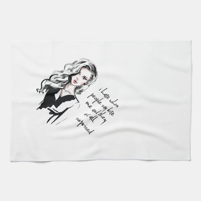 Förvånad Bita mig Kökshandduk (Horisontell)