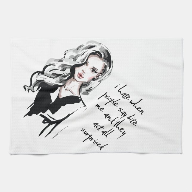 Förvånad Bita mig Kökshandduk (Horisontell)