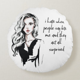 Förvånad Bita mig Rund Kudde