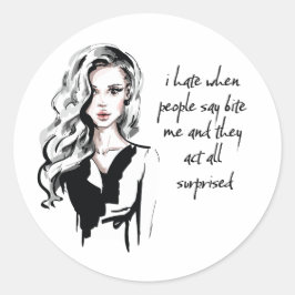 Förvånad Bita mig Runt Klistermärke