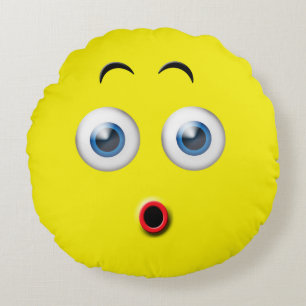 Förvånad Emoji Rund Kudde