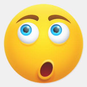 Förvånad Gult Emoji Runt Klistermärke
