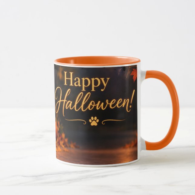 Förvånad hund Glad Halloween Jack-o'-Lantern-mugg Mugg (Höger)