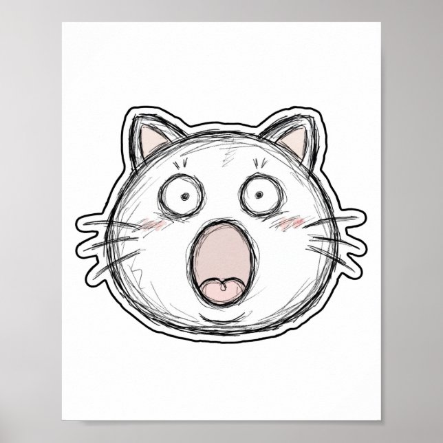 Förvånad katt med öppen mun poster (Framsidan)