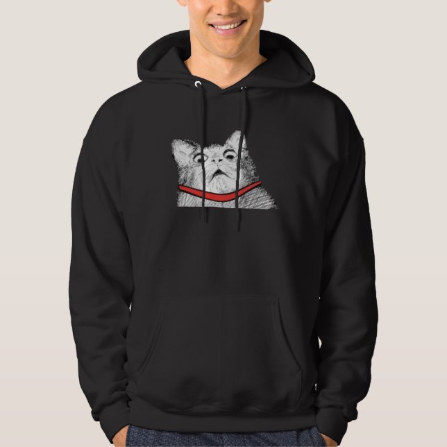 Förvånad kattflämtning Meme - 2 sidsvart Hoody Sweatshirt (Framsida)