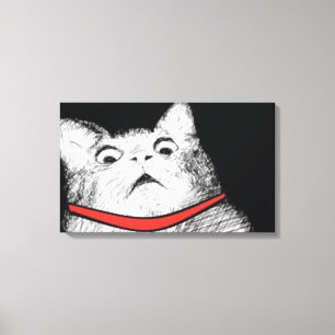 Förvånad kattflämtning Meme - slågen in kanfas Canvastryck