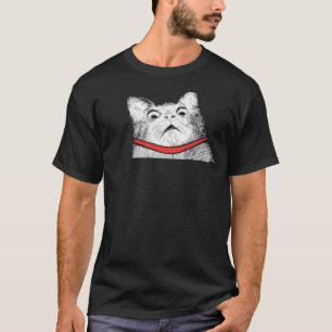 Förvånad kattflämtning Meme - svart T-tröja T-shirt