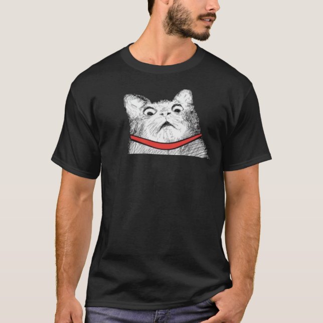 Förvånad kattflämtning Meme - svart T-tröja T-shirt (Framsida)