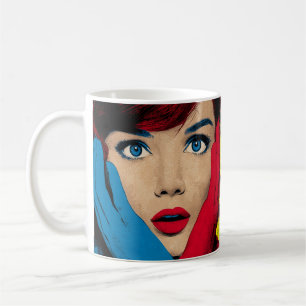 Förvånad kvinna i Pop Art Kaffemugg