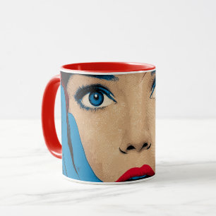 Förvånad kvinna i Pop Art Mugg