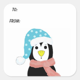 Förvånad Penguin Fyrkantigt Klistermärke