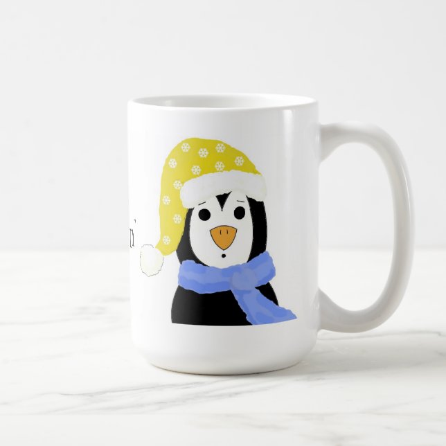 Förvånad pingvin - Sittar chill Kaffemugg (Höger)