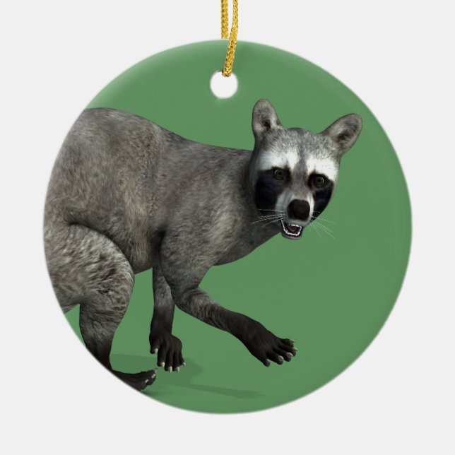 Förvånad Raccoon Julgransprydnad Keramik (Framsidan)