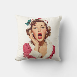 Förvånad Retro Jul Pin-Up Kudde