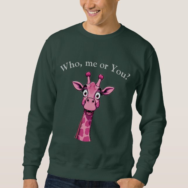 Förvånad Rosa Giraffe Lång Ärmad Tröja (Framsida)