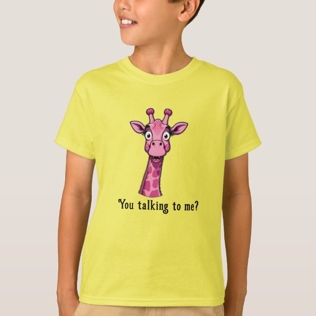 Förvånad söt rosa giraff t shirt (Framsida)