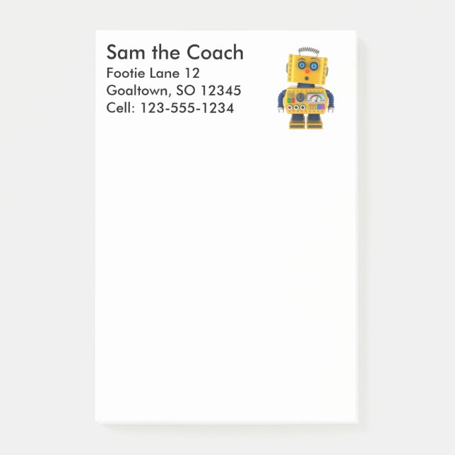 Förvånad tittar leksakrobot post-it block (Framsida)