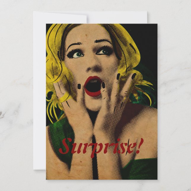 Förvånad vacker kvinnlig Födelsedagsfest Inbjudningar (Framsida)