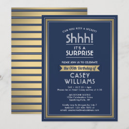 Förvånande Party Shhh! Flagga och Guld Inbjudningar