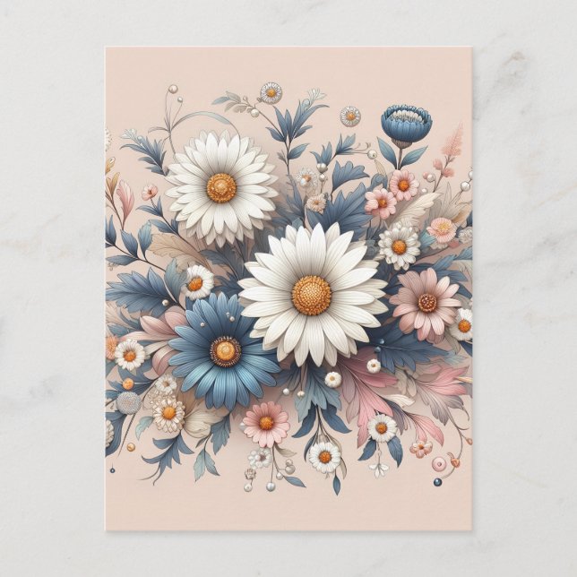 Förvandla din miljö med elegant Daisy-blommotiv Vykort (Framsida)