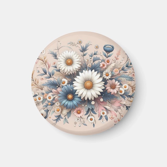 Förvandla din miljö med elegant Daisy Blomster Magnet (Framsidan)